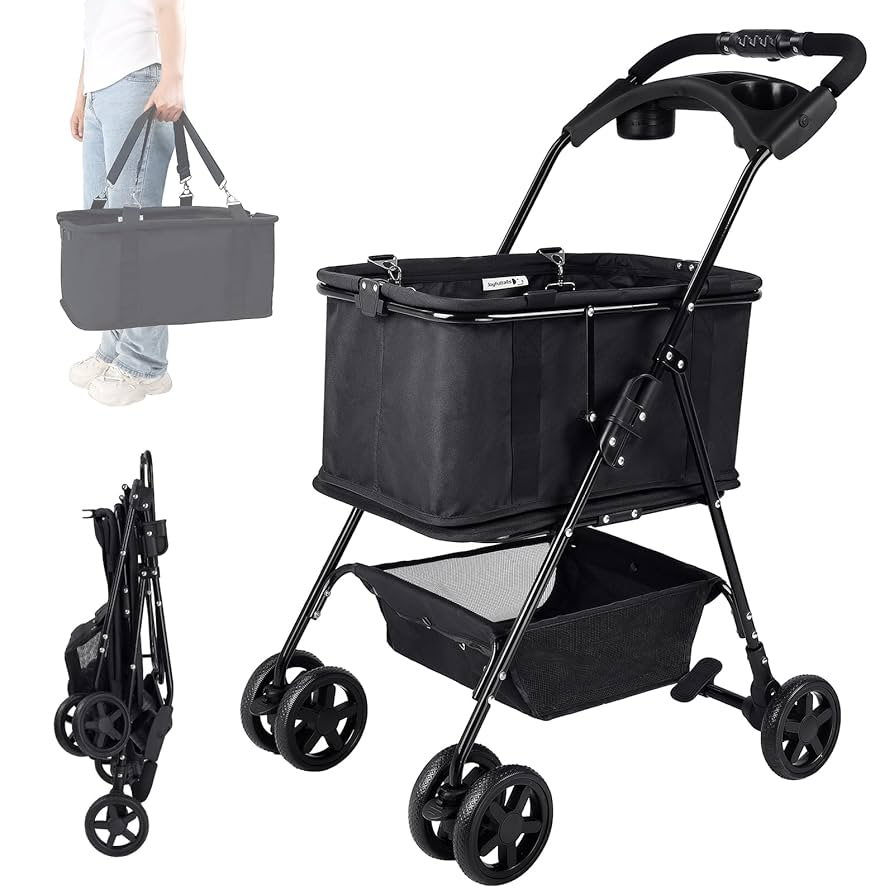 ショッピングカート ワンタッチ 折りたたみ 買い物カート 2段 チェック柄 Amazon｜Joyfultails ショッピングカート ワンタッチ 折りたたみ